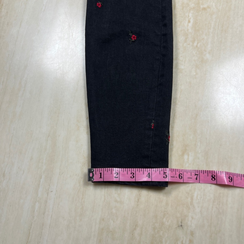 GAP High Rise Universal Leggings Womens 8/29 Black Embroidered Floral Slim Fit - Picture 14 of 15